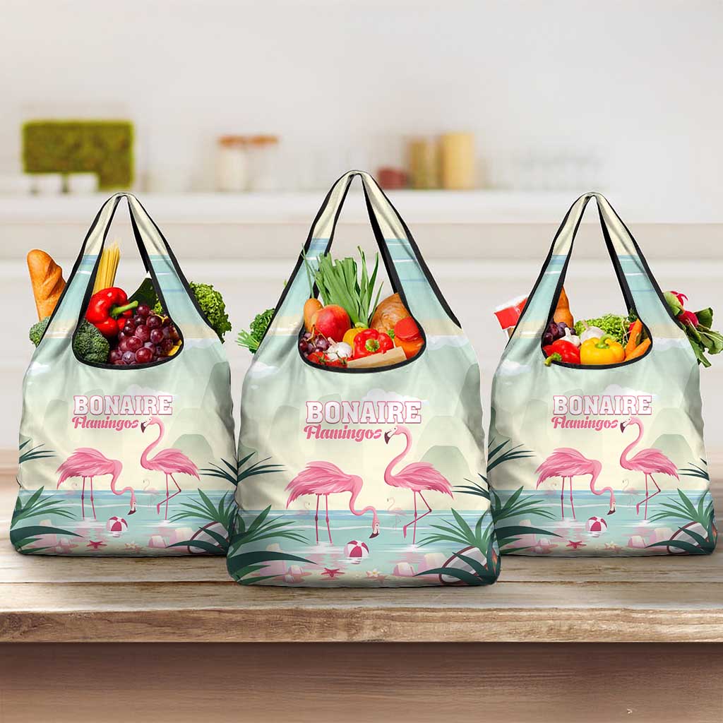 Bonaire Flamingos Grocery Bag Summer Time Beach Concept