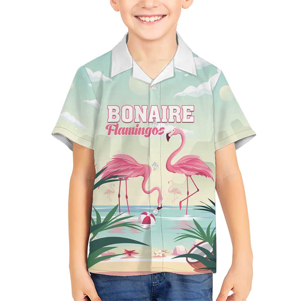 Personalised Bonaire Flamingos Kid Hawaiian Shirt Summer Time Beach Concept
