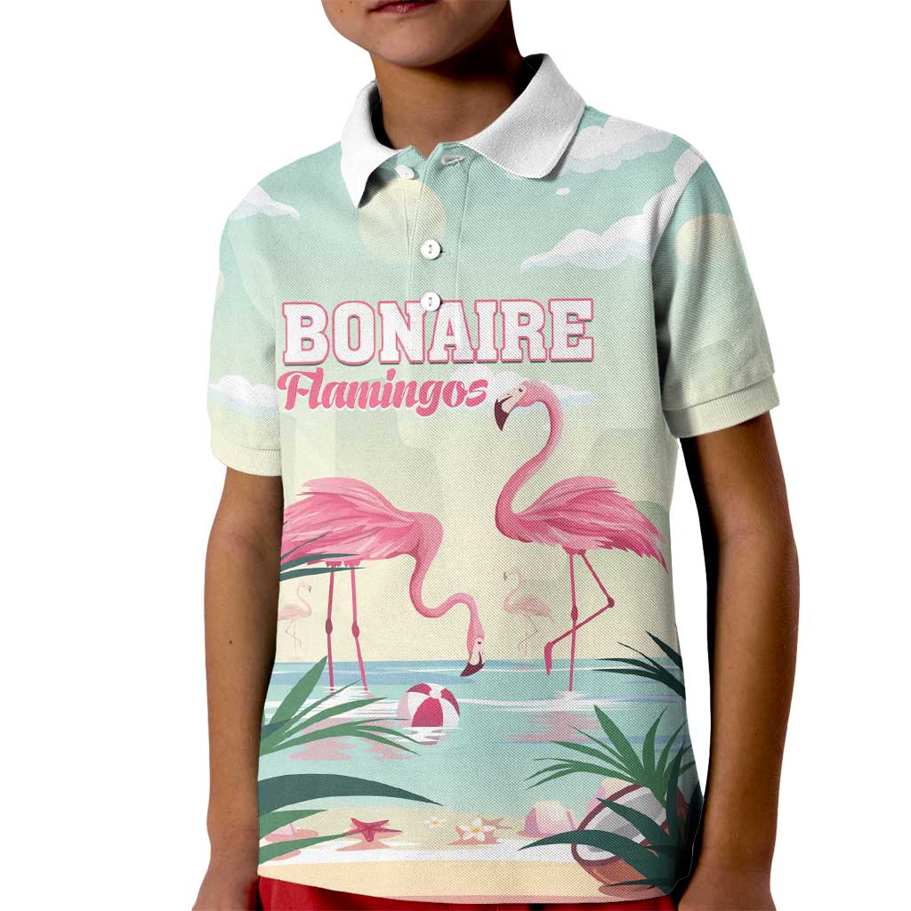 Personalised Bonaire Flamingos Kid Polo Shirt Summer Time Beach Concept