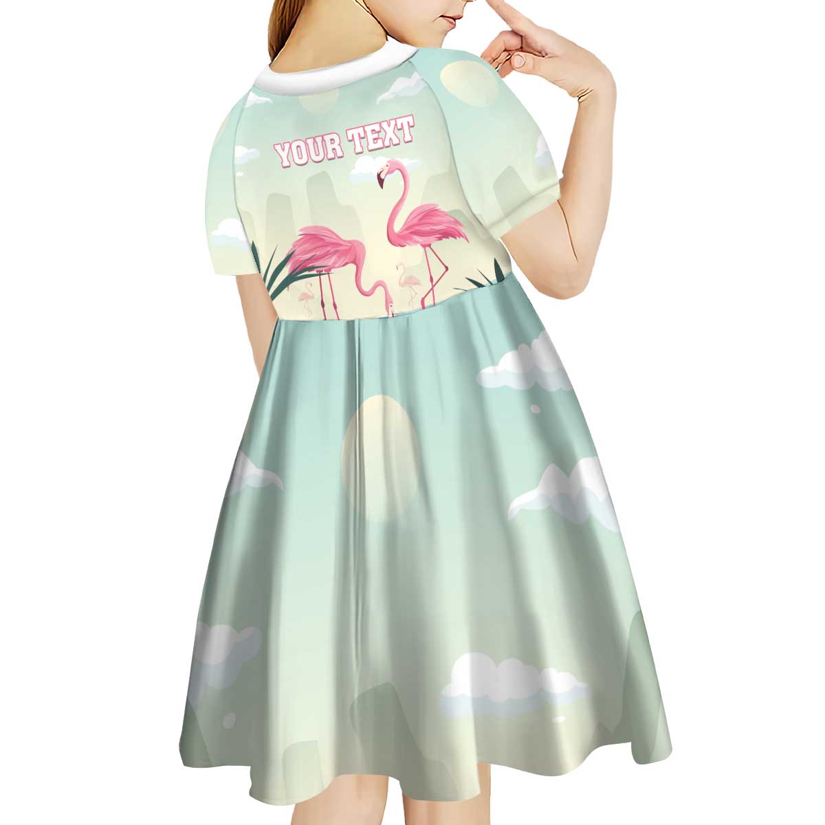 Personalised Bonaire Flamingos Kid Short Sleeve Dress Summer Time Beach Concept