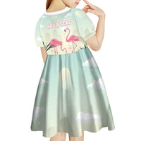 Personalised Bonaire Flamingos Kid Short Sleeve Dress Summer Time Beach Concept