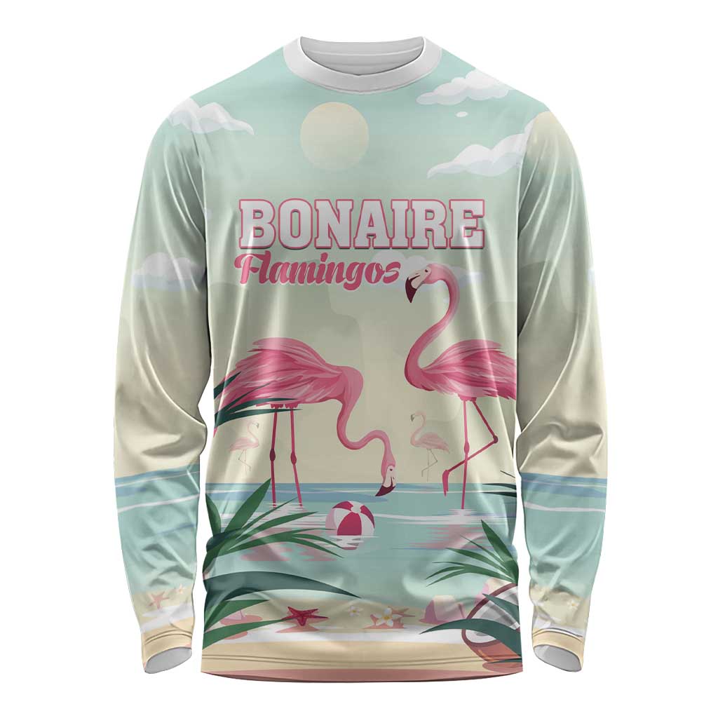 Personalised Bonaire Flamingos Long Sleeve Shirt Summer Time Beach Concept