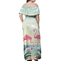 Personalised Bonaire Flamingos Off Shoulder Maxi Dress Summer Time Beach Concept