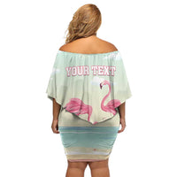 Personalised Bonaire Flamingos Off Shoulder Short Dress Summer Time Beach Concept