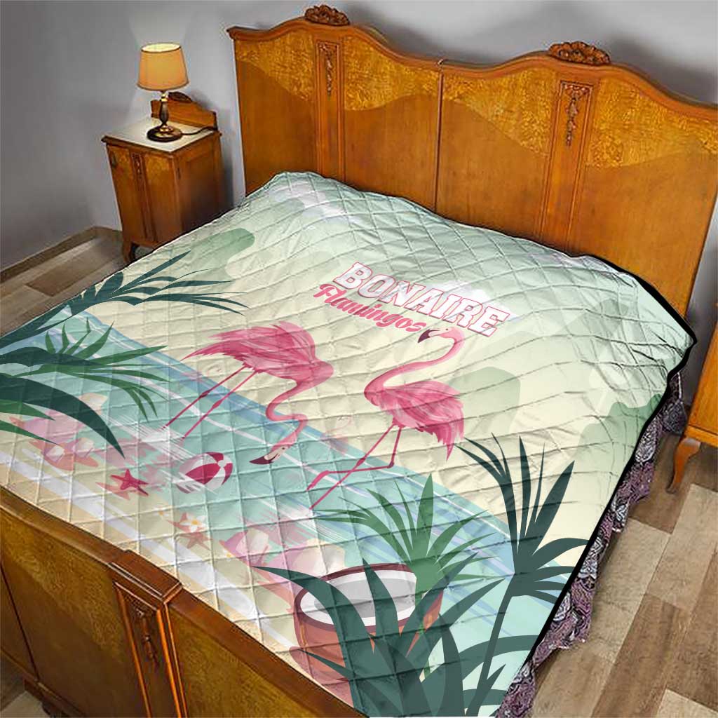 Bonaire Flamingos Quilt Summer Time Beach Concept