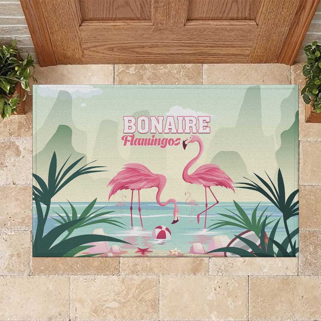 Bonaire Flamingos Rubber Doormat Summer Time Beach Concept