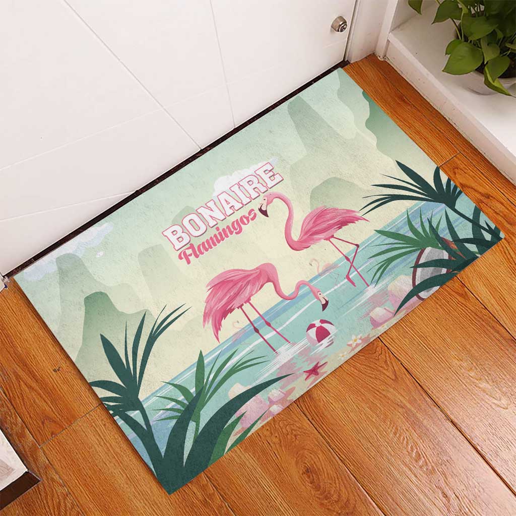 Bonaire Flamingos Rubber Doormat Summer Time Beach Concept