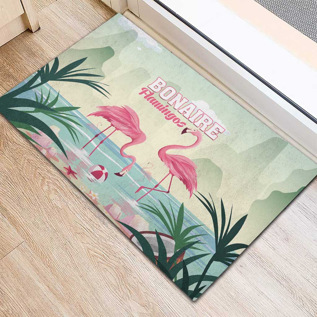 Bonaire Flamingos Rubber Doormat Summer Time Beach Concept
