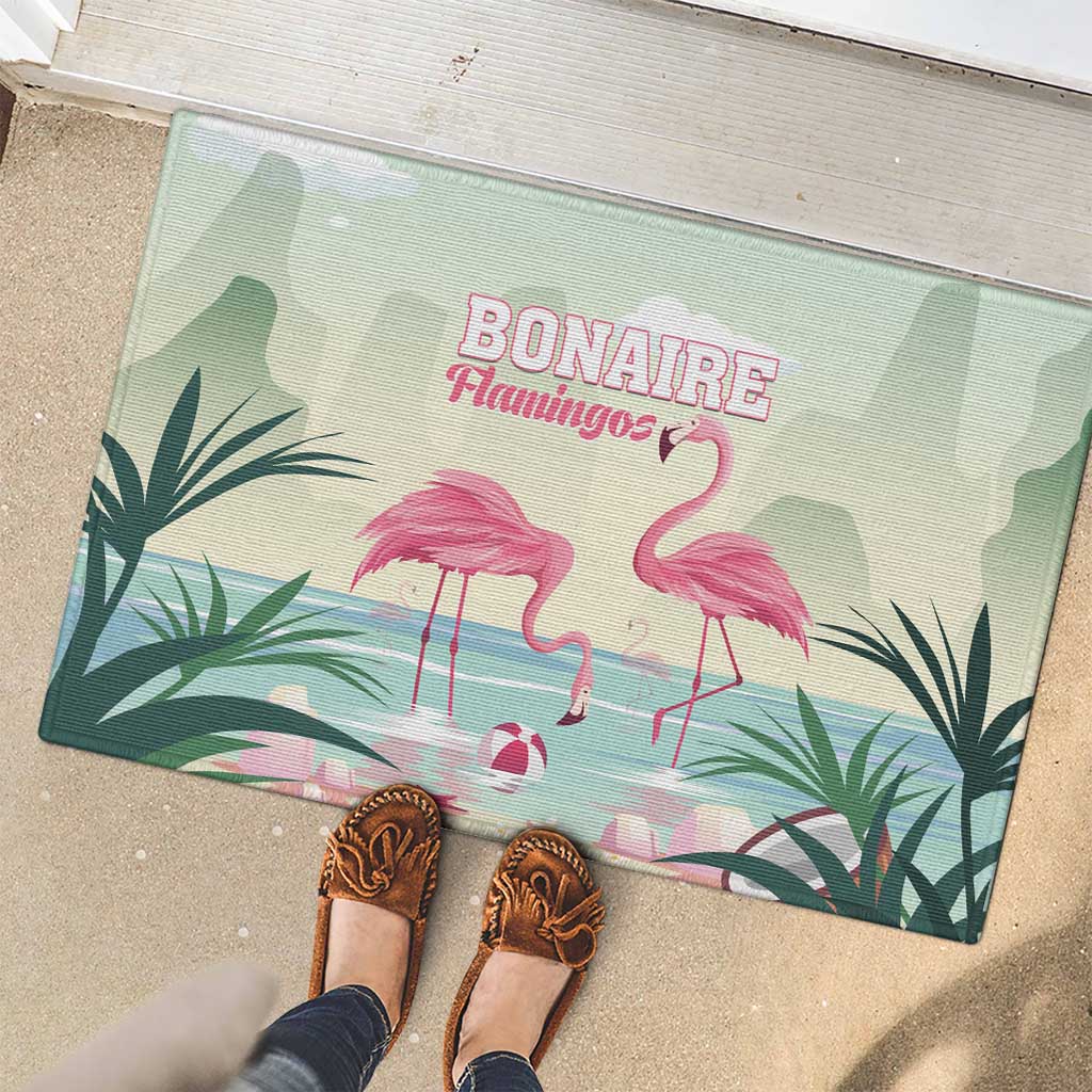 Bonaire Flamingos Rubber Doormat Summer Time Beach Concept