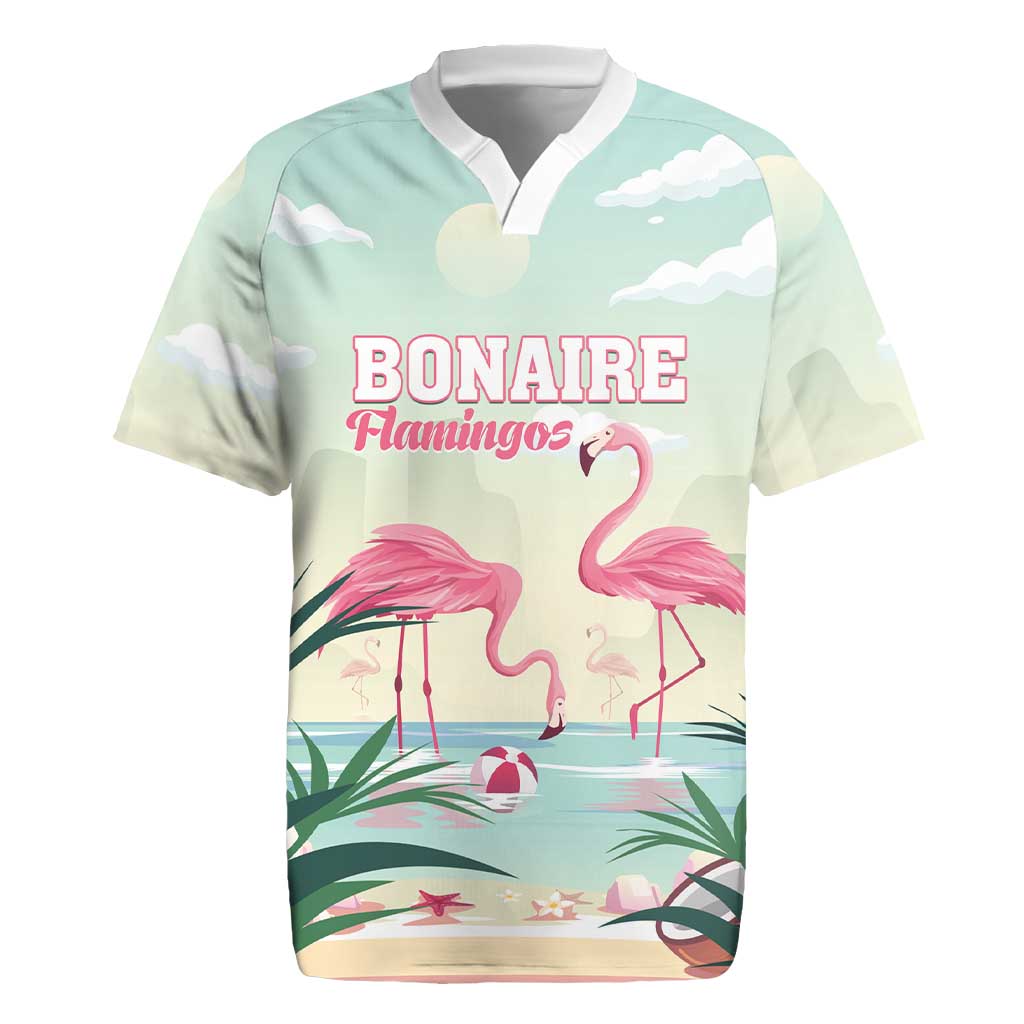 Personalised Bonaire Flamingos Rugby Jersey Summer Time Beach Concept