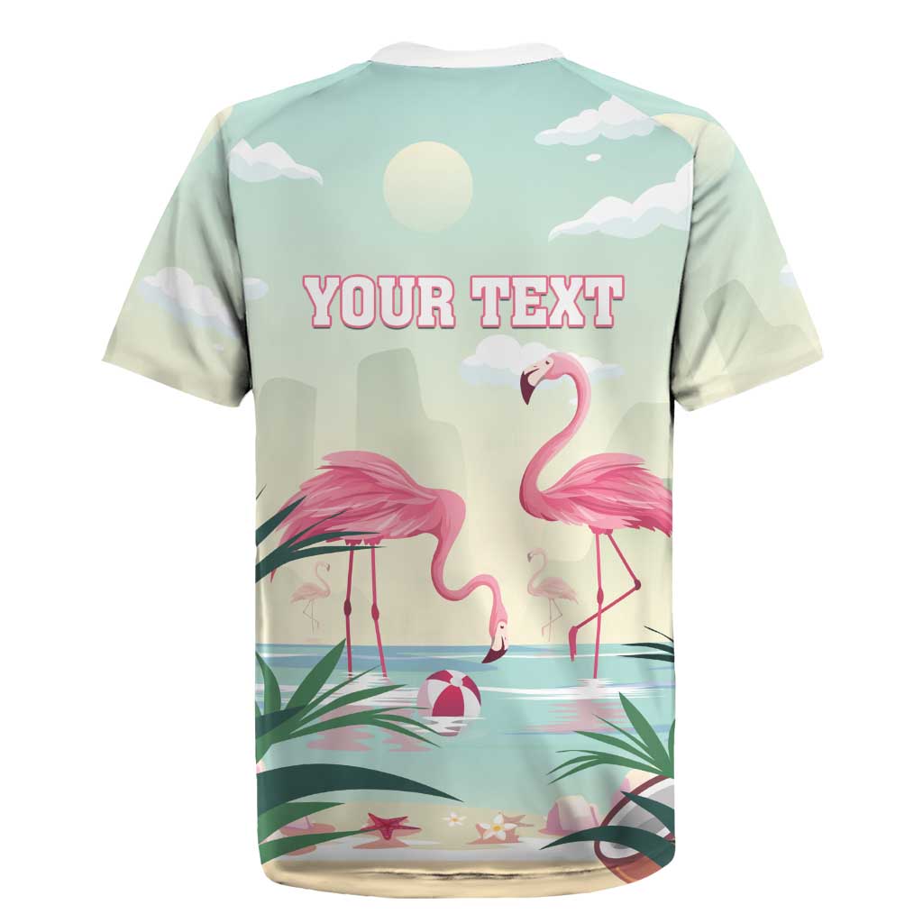 Personalised Bonaire Flamingos Rugby Jersey Summer Time Beach Concept