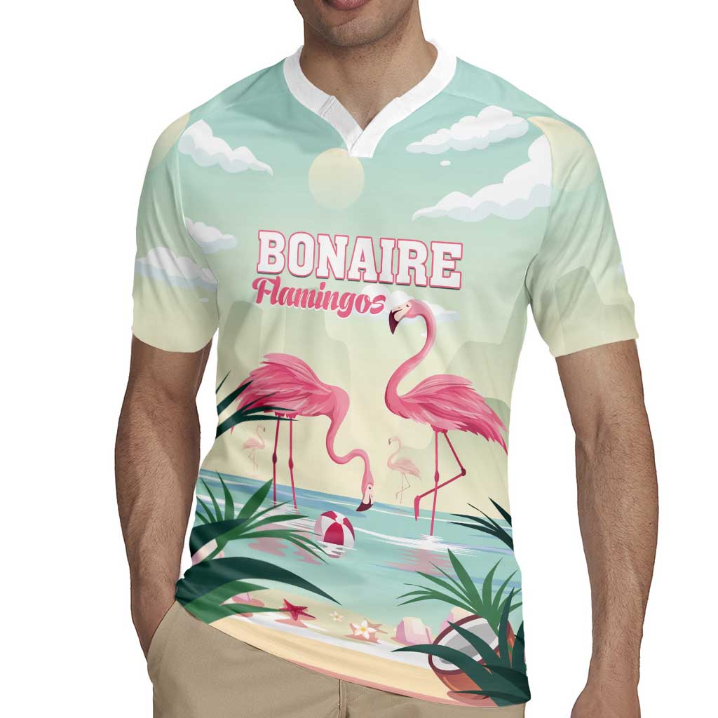 Personalised Bonaire Flamingos Rugby Jersey Summer Time Beach Concept