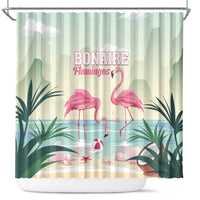 Bonaire Flamingos Shower Curtain Summer Time Beach Concept