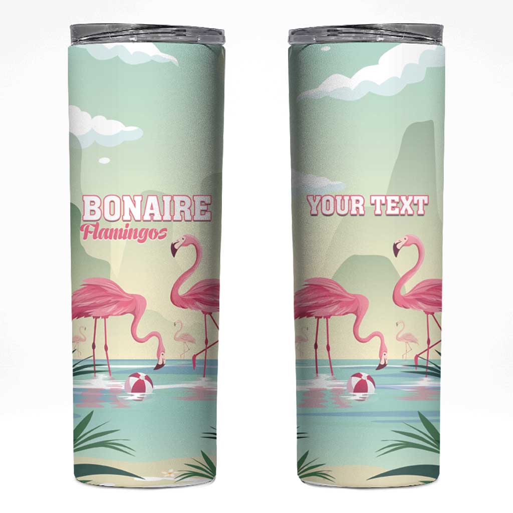 Personalised Bonaire Flamingos Skinny Tumbler Summer Time Beach Concept