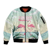 Personalised Bonaire Flamingos Sleeve Zip Bomber Jacket Summer Time Beach Concept