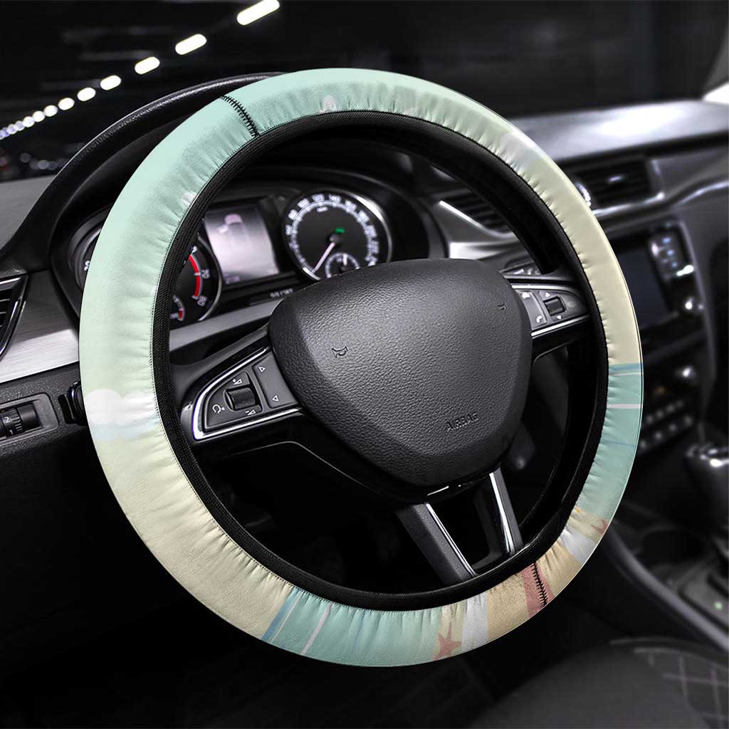 Bonaire Flamingos Steering Wheel Cover Summer Time Beach Concept