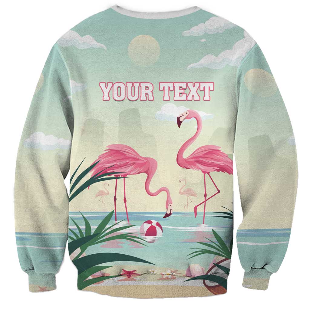 Personalised Bonaire Flamingos Sweatshirt Summer Time Beach Concept