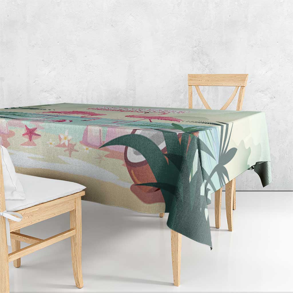 Bonaire Flamingos Tablecloth Summer Time Beach Concept