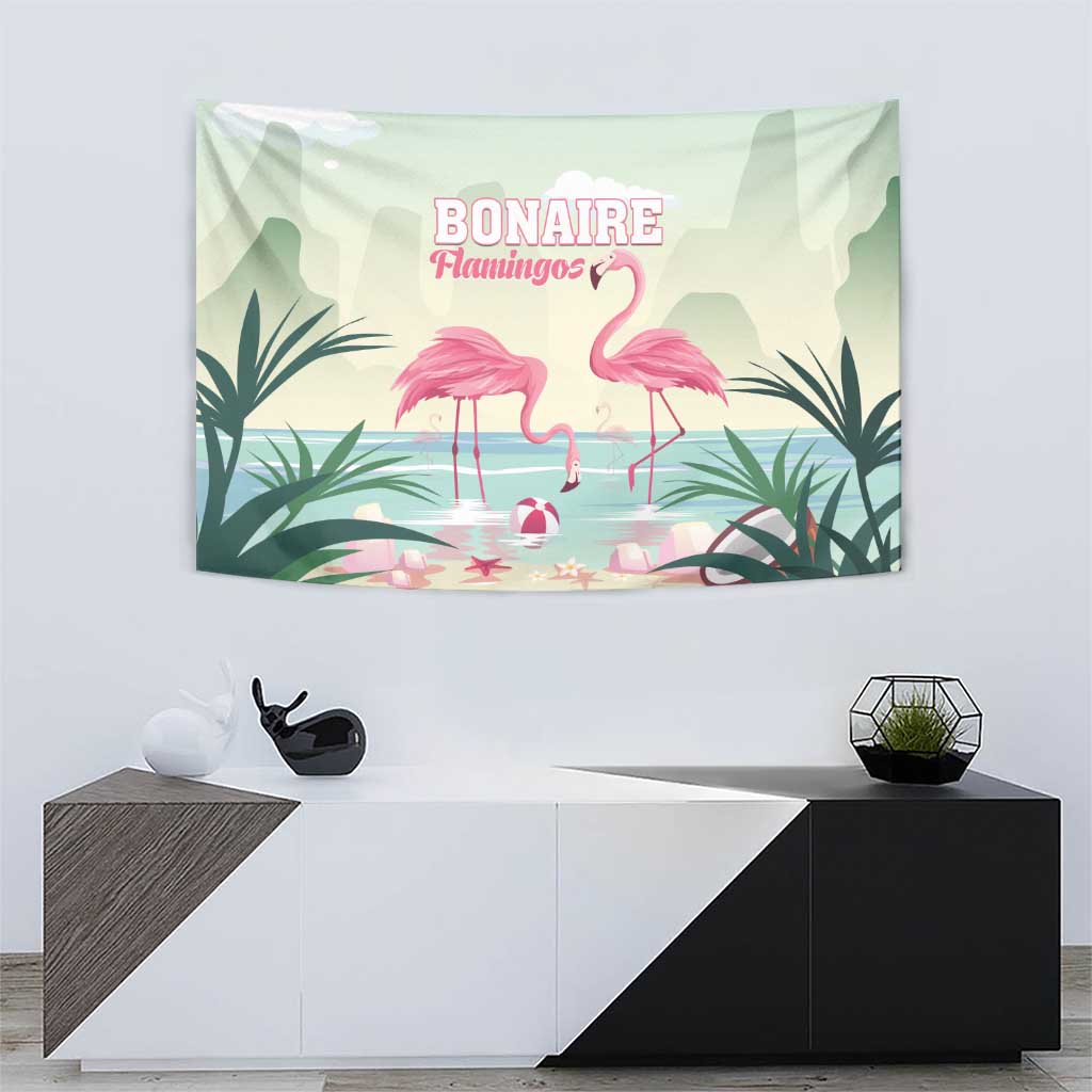 Bonaire Flamingos Tapestry Summer Time Beach Concept
