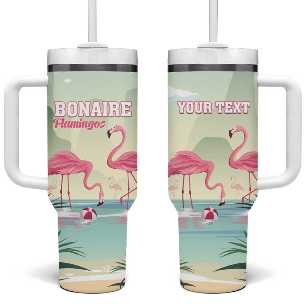 Personalised Bonaire Flamingos Tumbler With Handle Summer Time Beach Concept