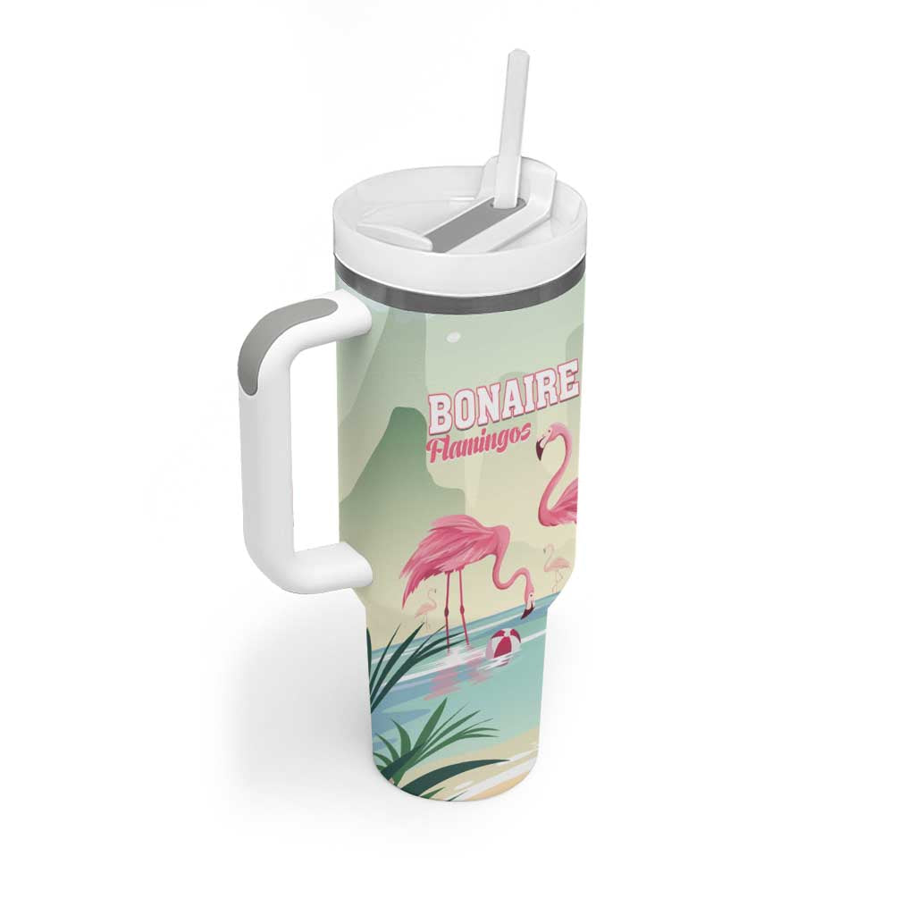Personalised Bonaire Flamingos Tumbler With Handle Summer Time Beach Concept