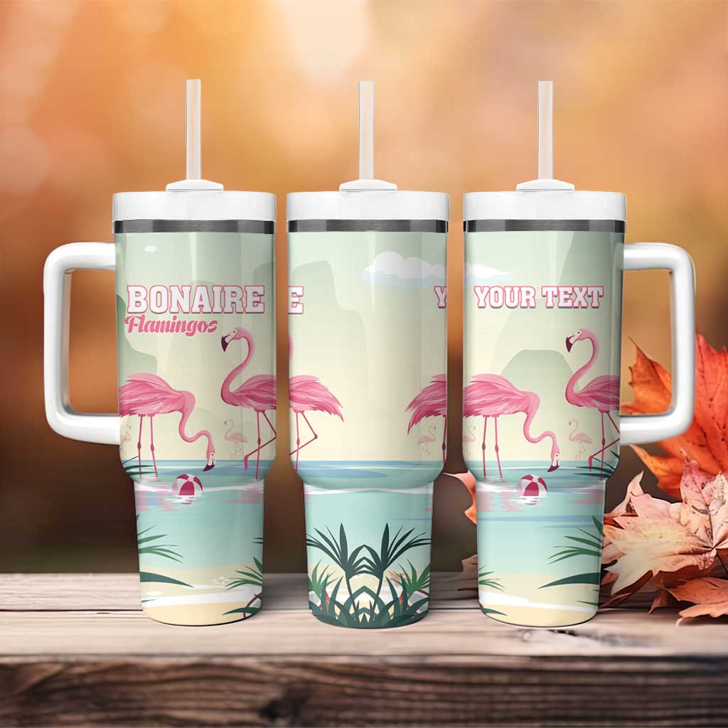 Personalised Bonaire Flamingos Tumbler With Handle Summer Time Beach Concept