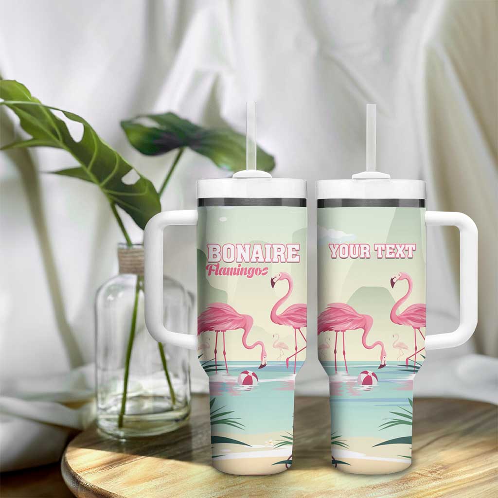 Personalised Bonaire Flamingos Tumbler With Handle Summer Time Beach Concept