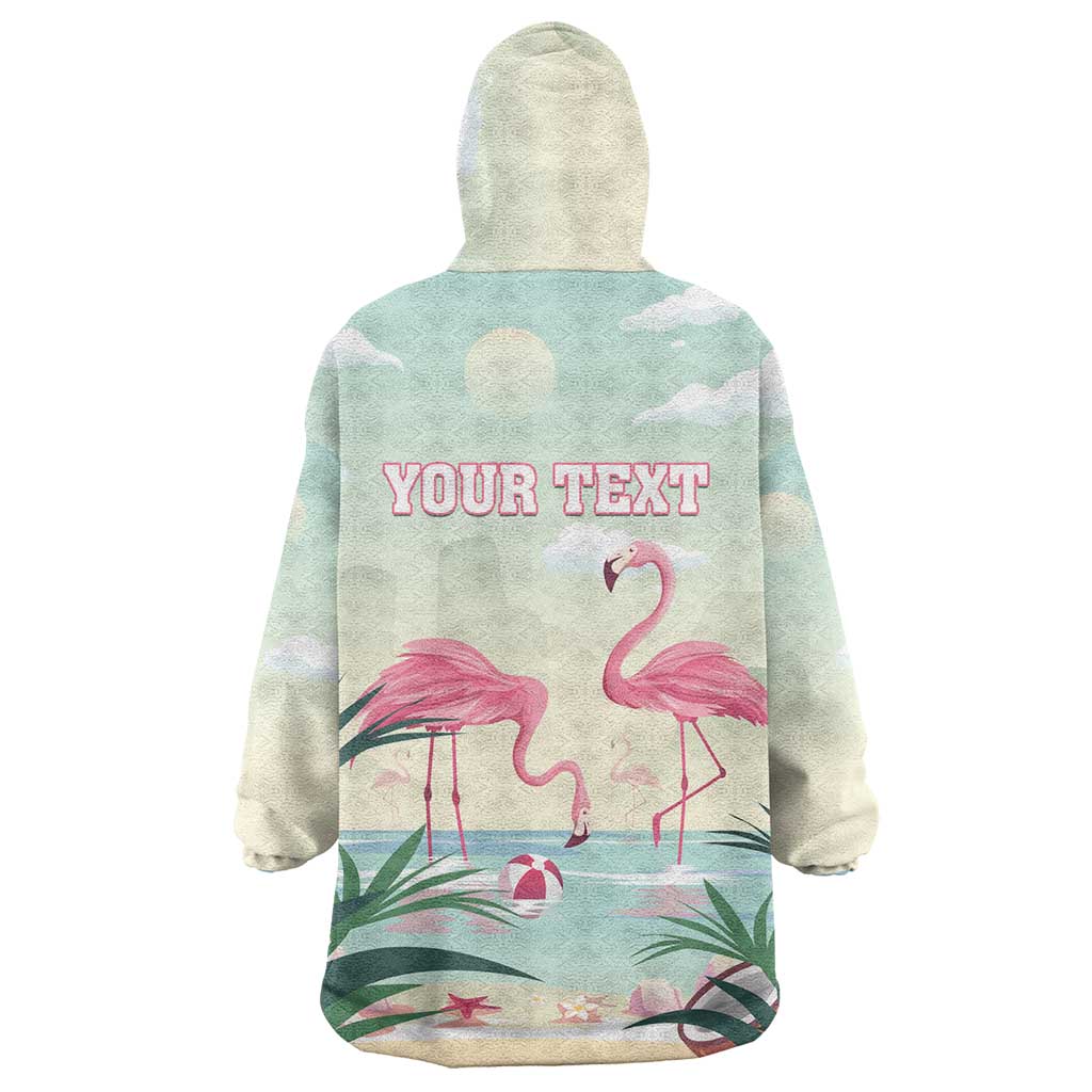 Personalised Bonaire Flamingos Wearable Blanket Hoodie Summer Time Beach Concept