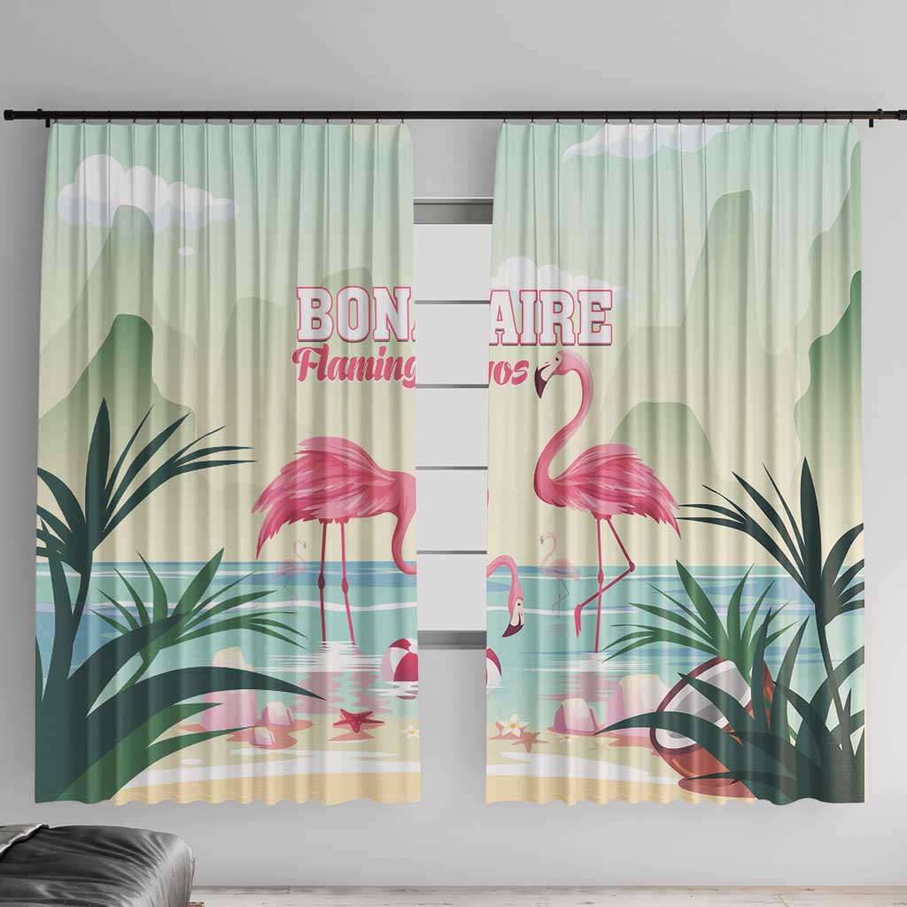 Bonaire Flamingos Window Curtain Summer Time Beach Concept
