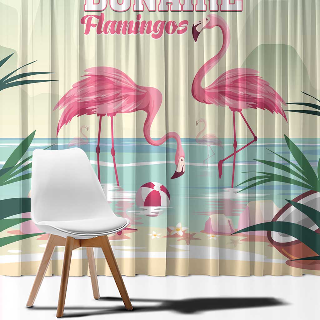 Bonaire Flamingos Window Curtain Summer Time Beach Concept