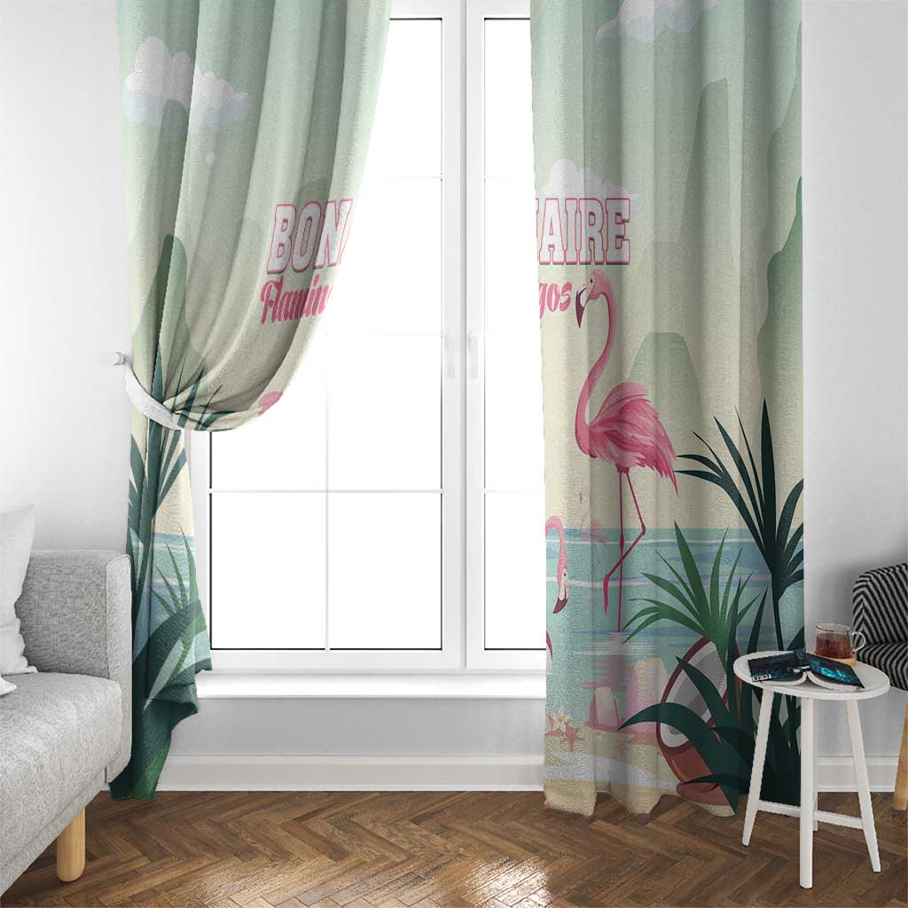 Bonaire Flamingos Window Curtain Summer Time Beach Concept