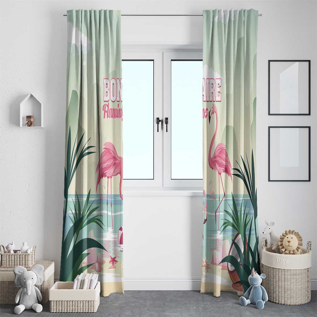 Bonaire Flamingos Window Curtain Summer Time Beach Concept
