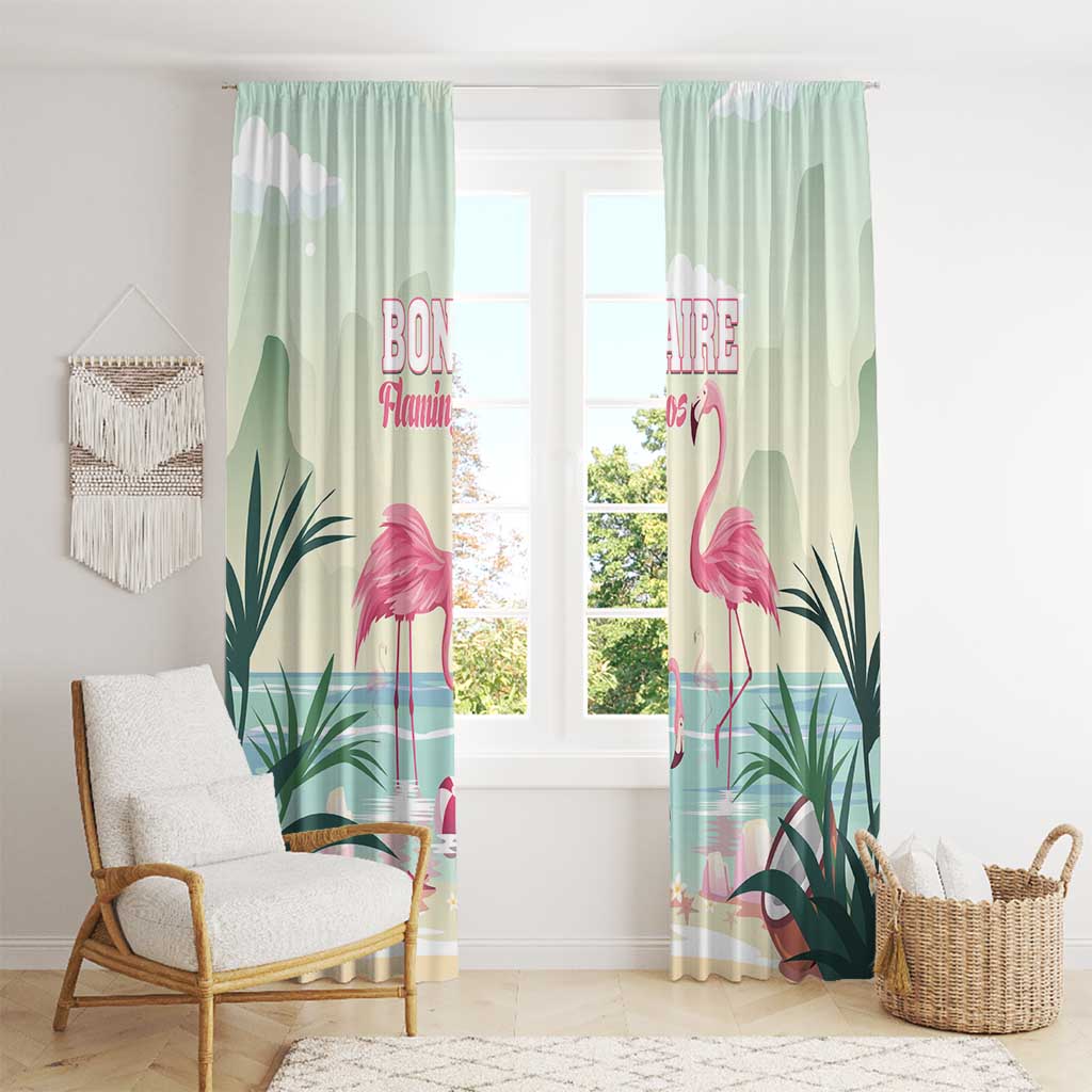 Bonaire Flamingos Window Curtain Summer Time Beach Concept