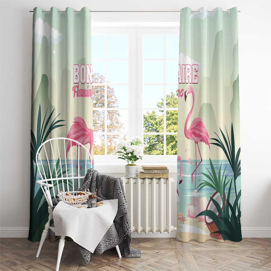 Bonaire Flamingos Window Curtain Summer Time Beach Concept