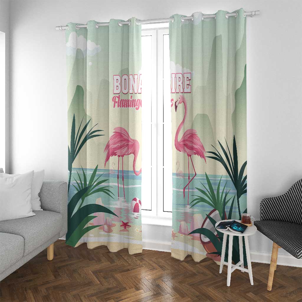 Bonaire Flamingos Window Curtain Summer Time Beach Concept