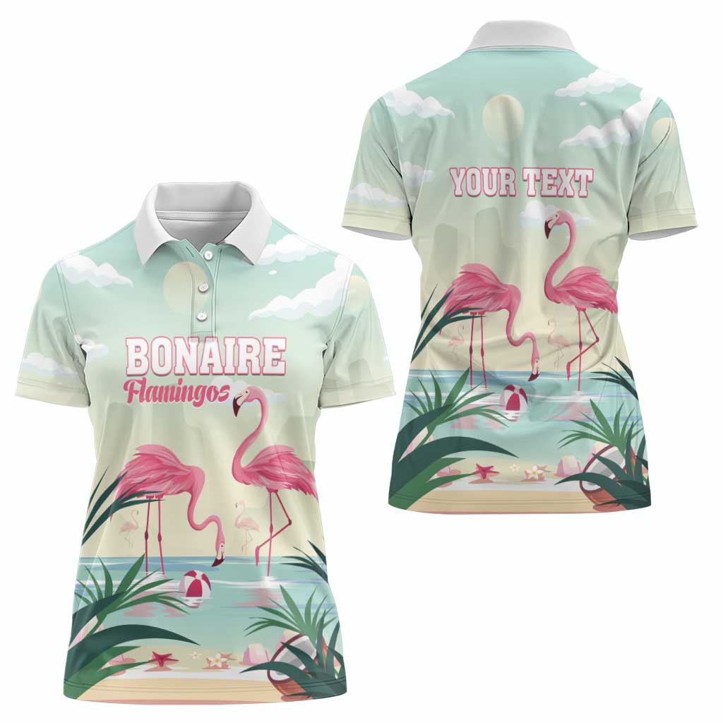Personalised Bonaire Flamingos Women Polo Shirt Summer Time Beach Concept