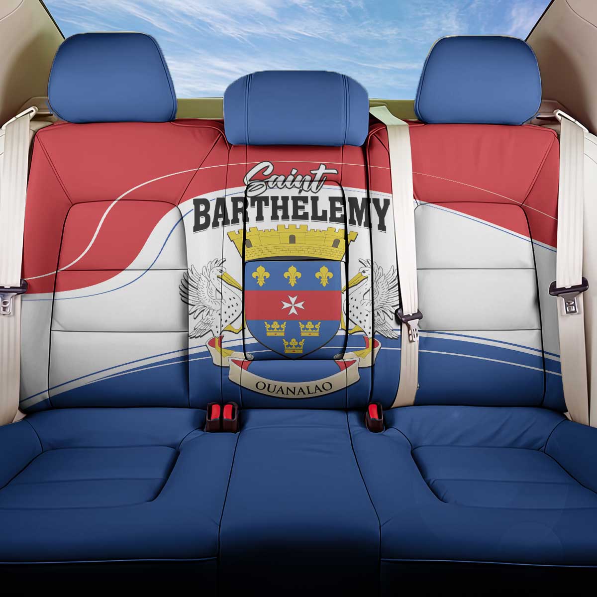 Saint Barthelemy Back Car Seat Cover Ouanalao Coat of Arms