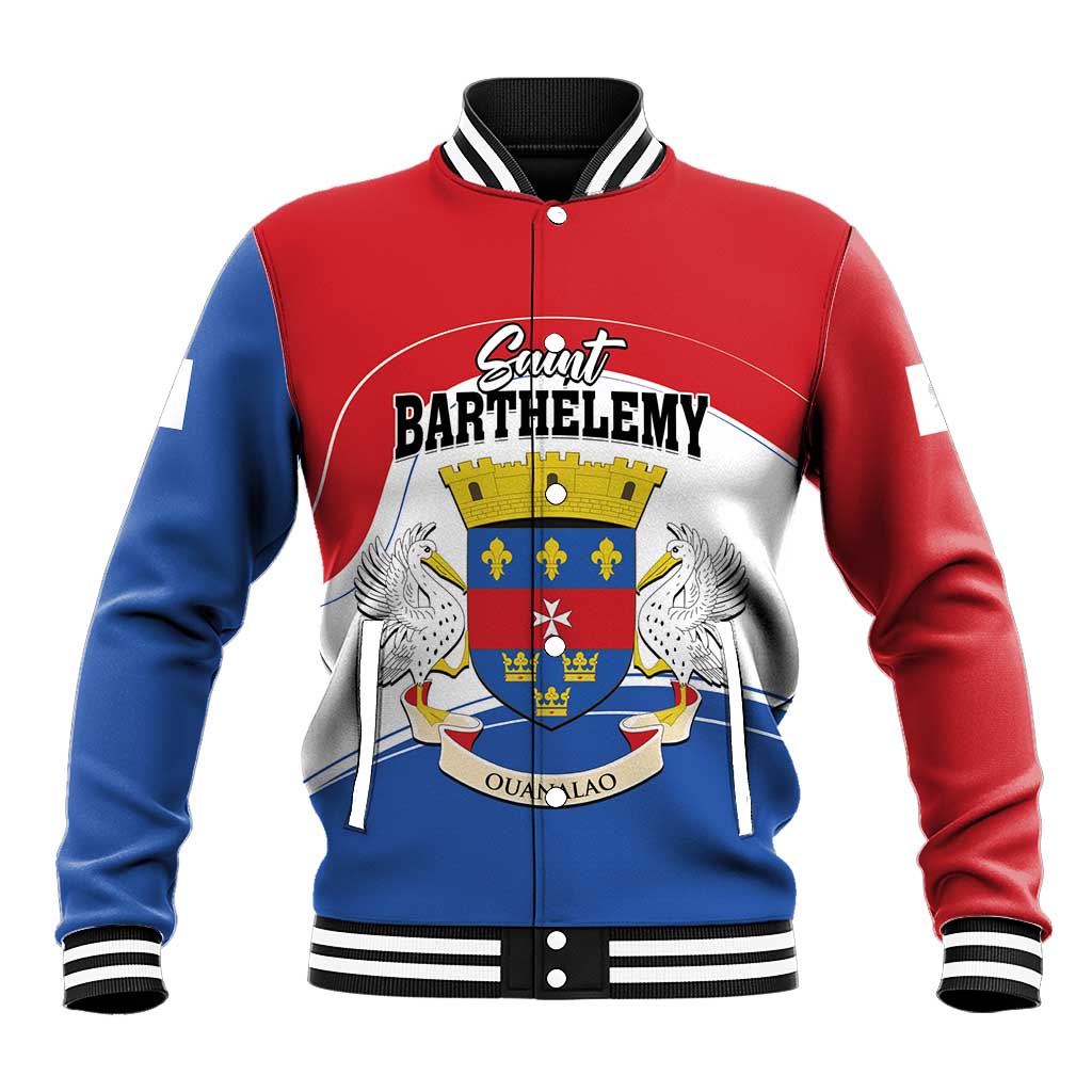 Personalised Saint Barthelemy Baseball Jacket Ouanalao Coat of Arms