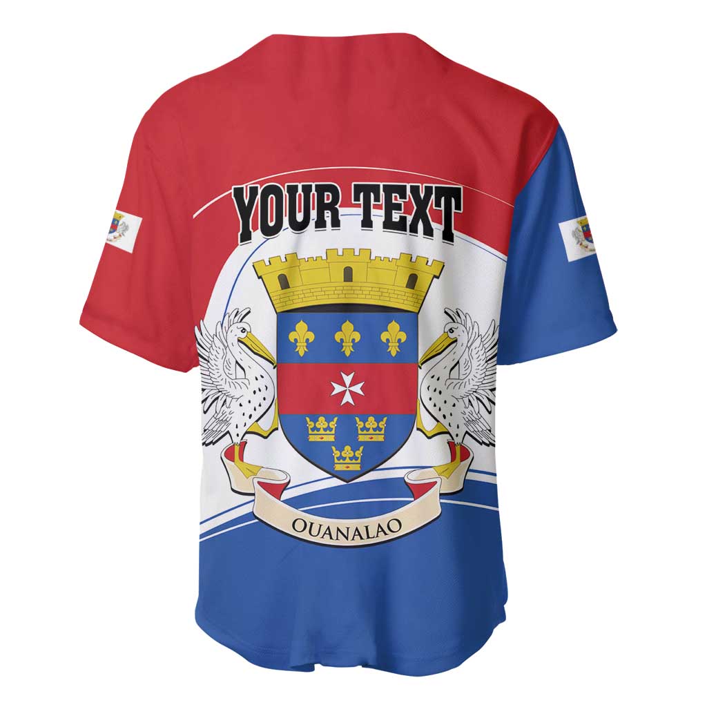 Personalised Saint Barthelemy Baseball Jersey Ouanalao Coat of Arms