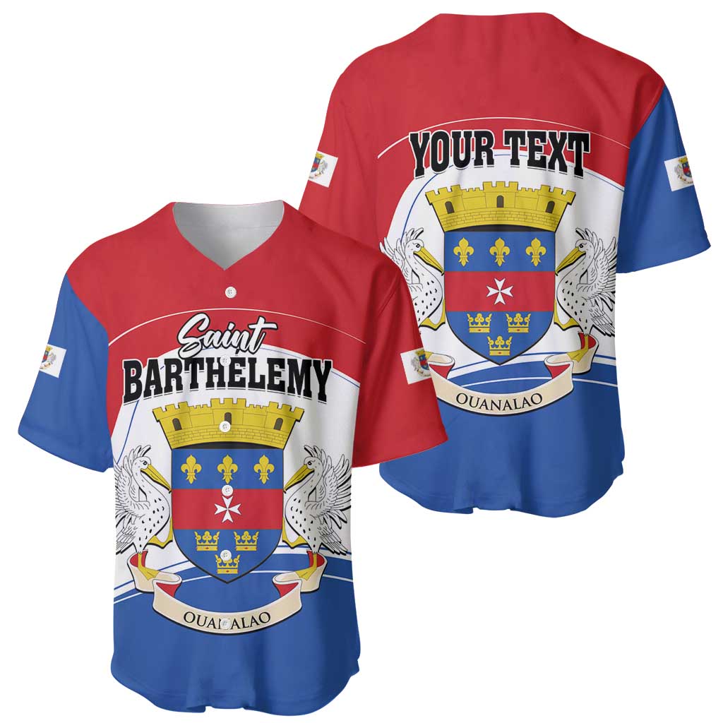Personalised Saint Barthelemy Baseball Jersey Ouanalao Coat of Arms