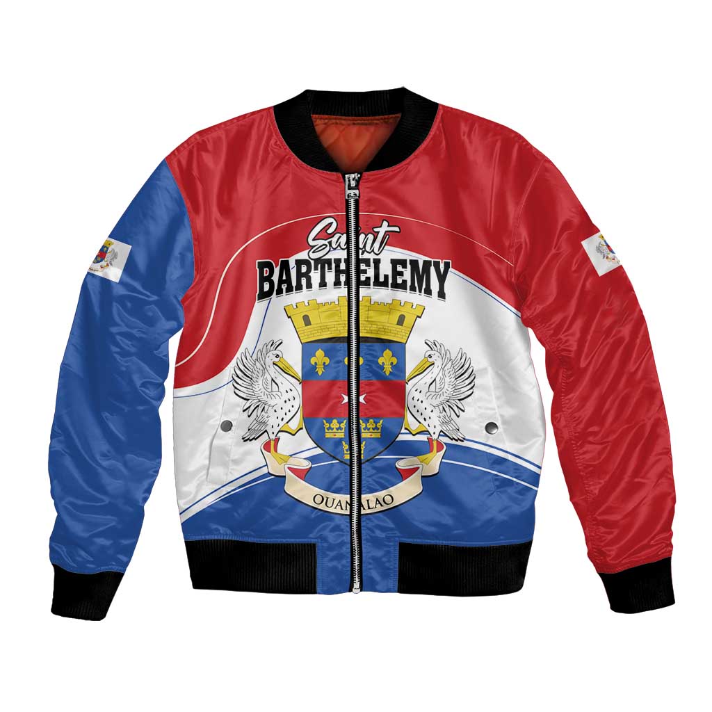 Personalised Saint Barthelemy Bomber Jacket Ouanalao Coat of Arms