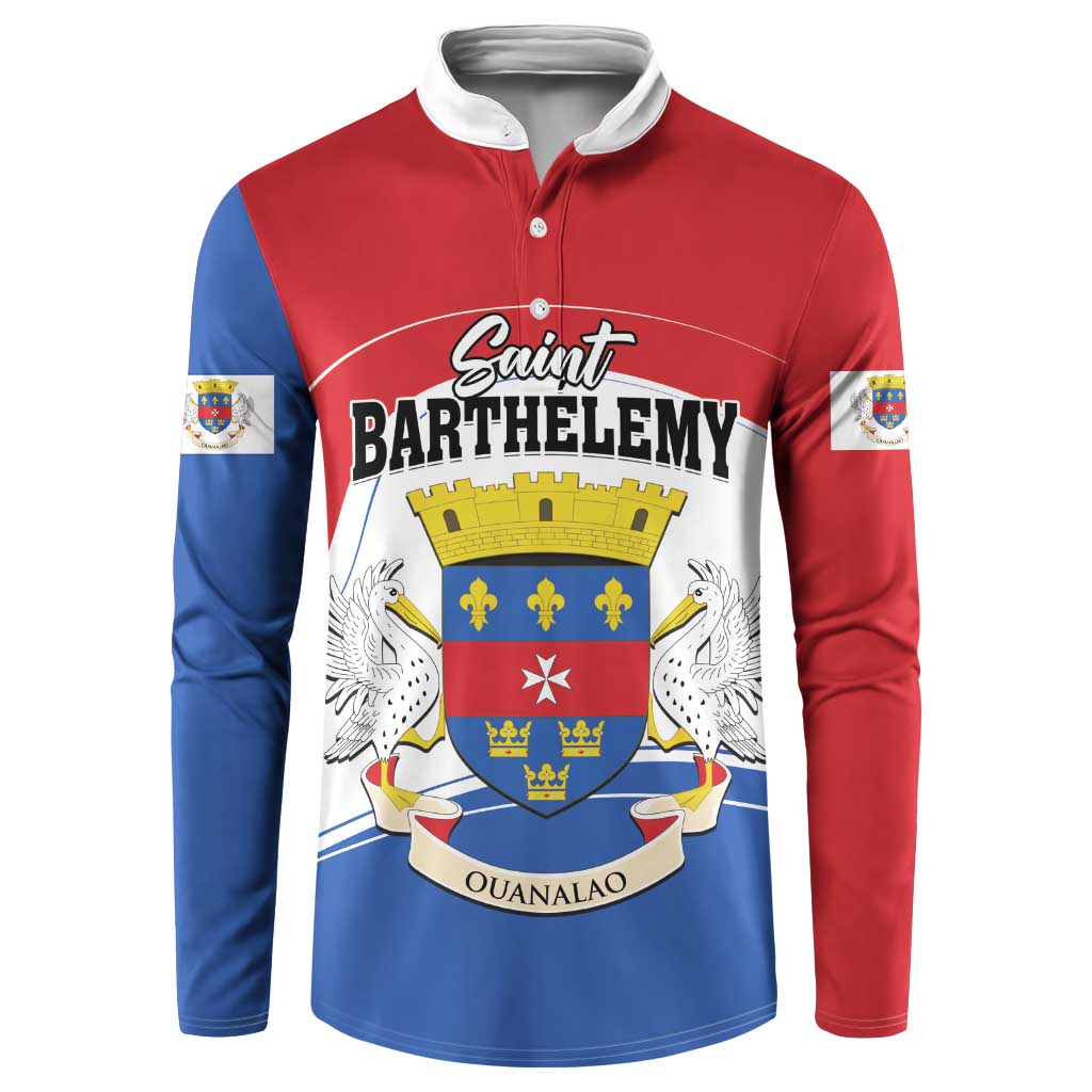 Personalised Saint Barthelemy Button Sweatshirt Ouanalao Coat of Arms