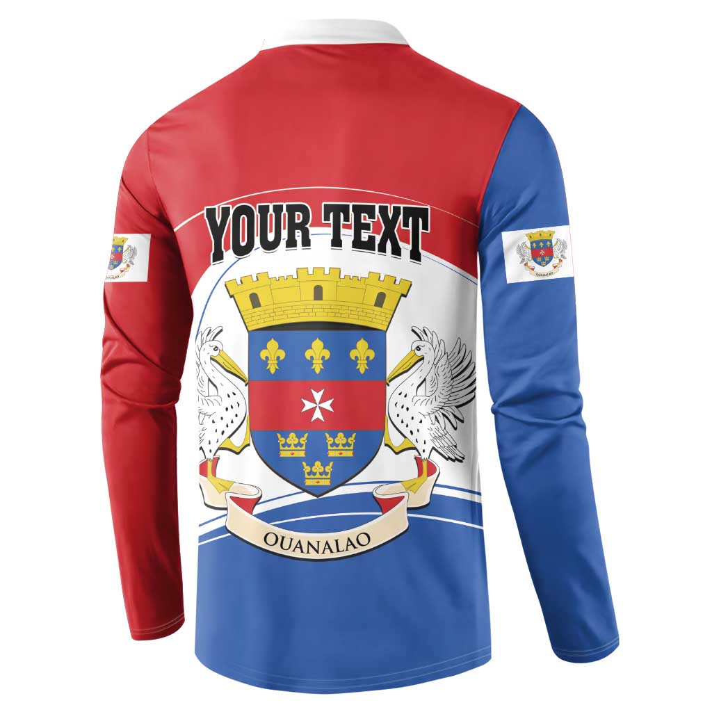 Personalised Saint Barthelemy Button Sweatshirt Ouanalao Coat of Arms