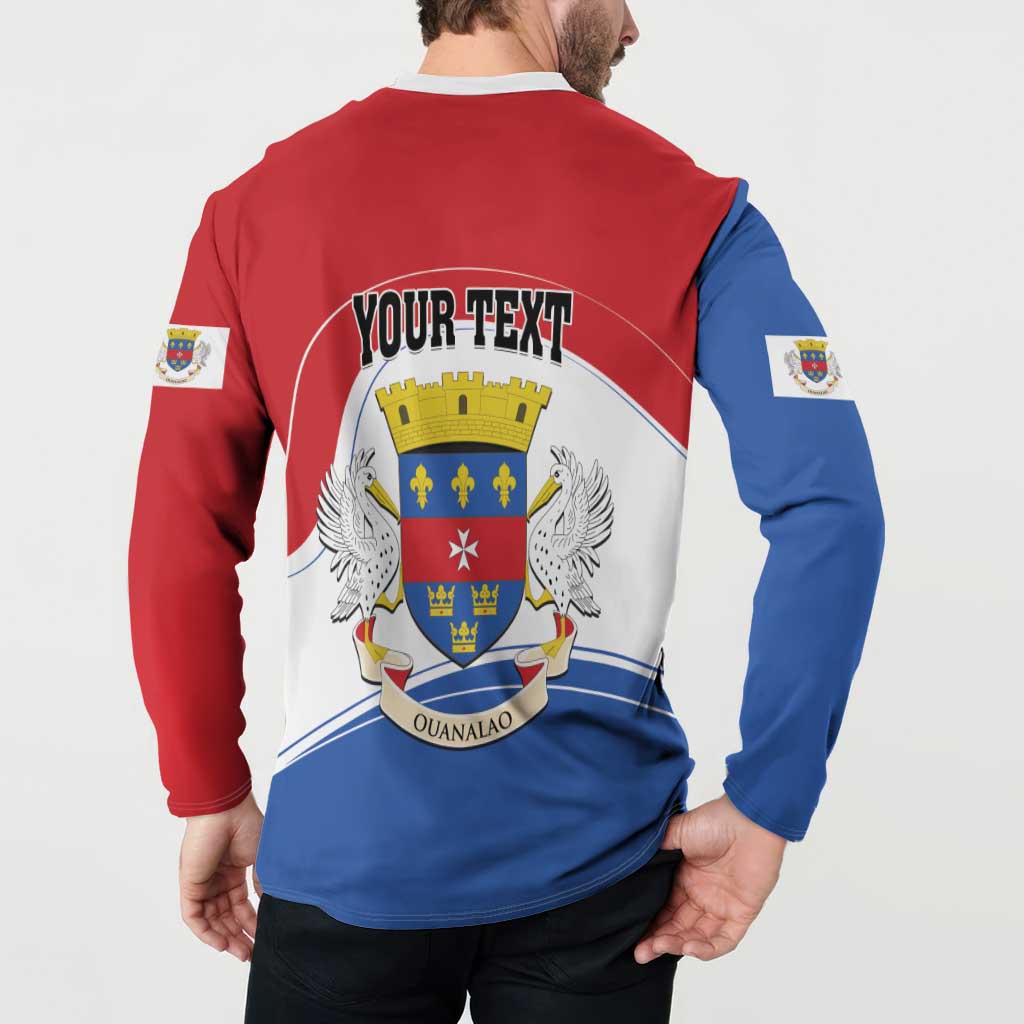 Personalised Saint Barthelemy Button Sweatshirt Ouanalao Coat of Arms