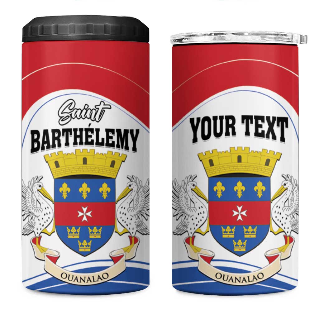 Personalised Saint Barthelemy 4 in 1 Can Cooler Tumbler Ouanalao Coat Of Arms