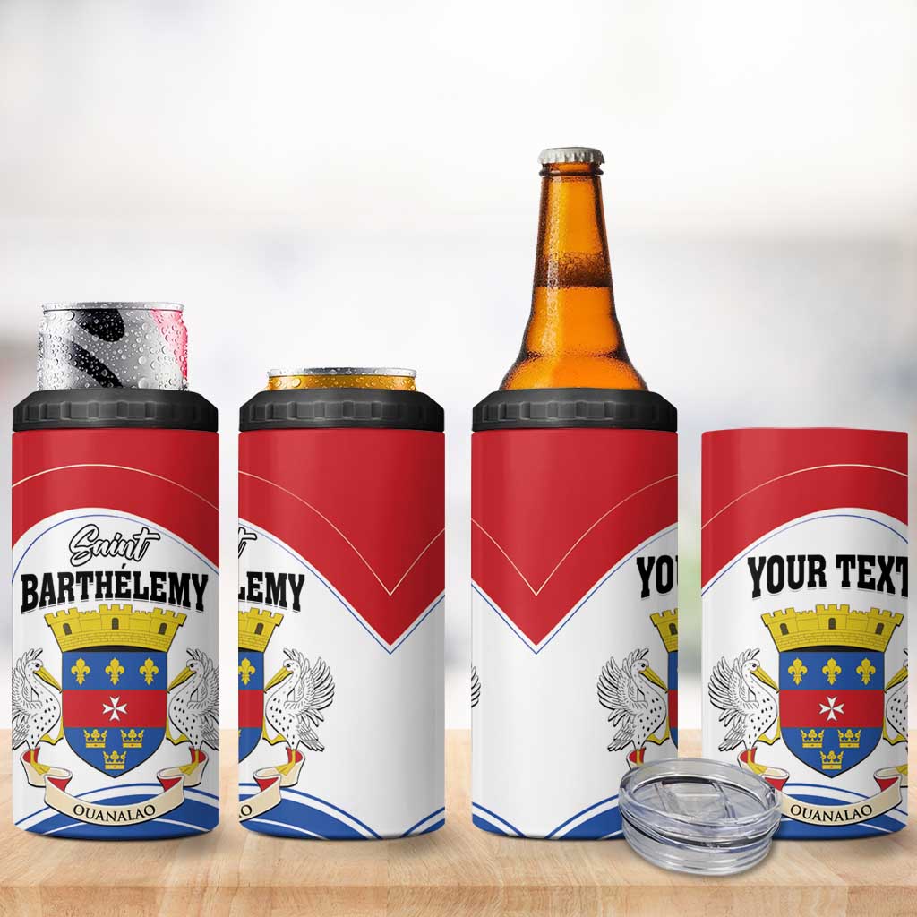Personalised Saint Barthelemy 4 in 1 Can Cooler Tumbler Ouanalao Coat Of Arms