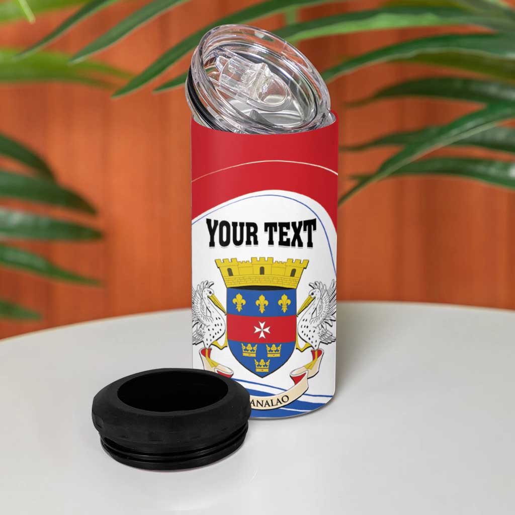 Personalised Saint Barthelemy 4 in 1 Can Cooler Tumbler Ouanalao Coat Of Arms