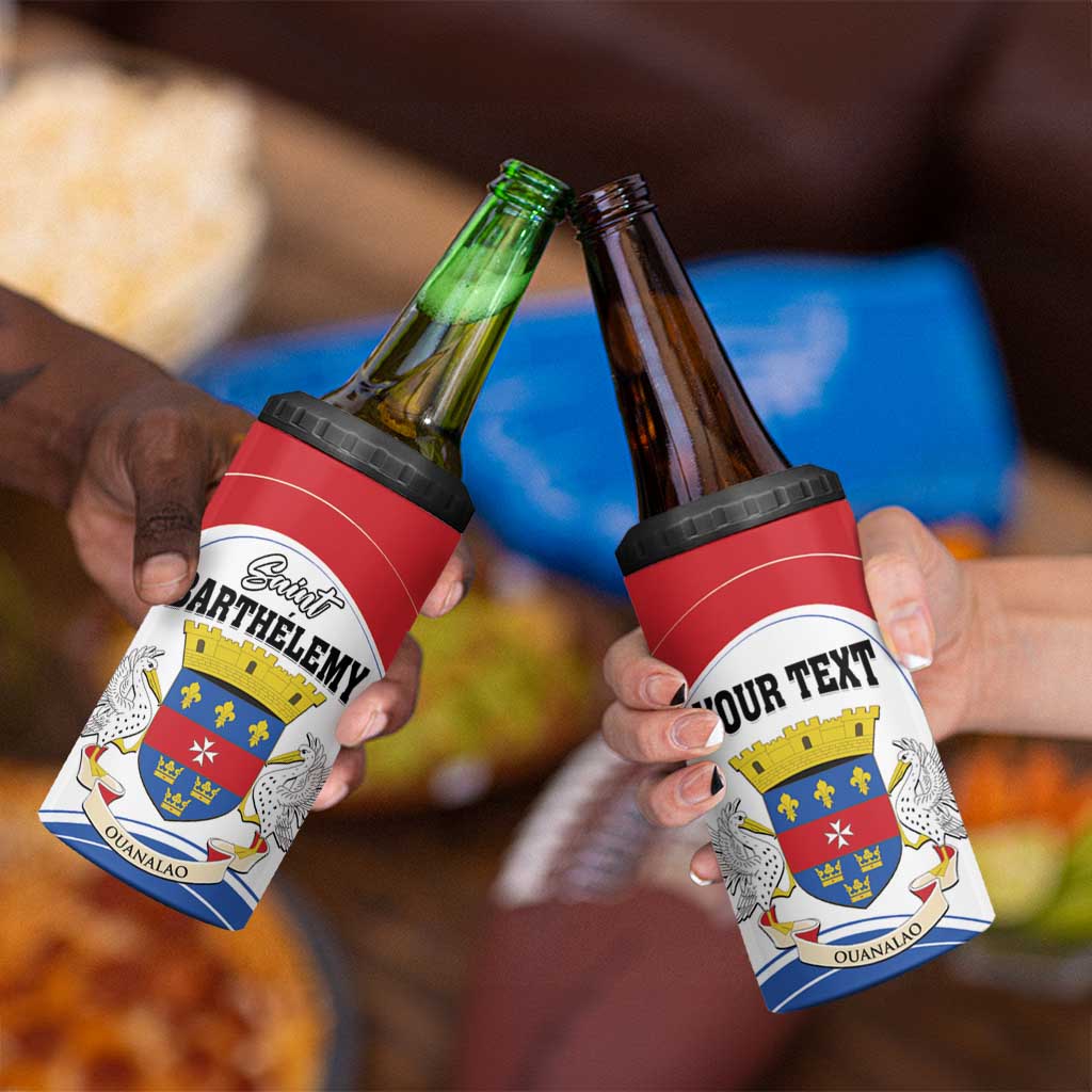 Personalised Saint Barthelemy 4 in 1 Can Cooler Tumbler Ouanalao Coat Of Arms