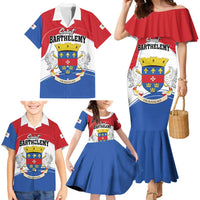 Personalised Saint Barthelemy Family Matching Mermaid Dress and Hawaiian Shirt Ouanalao Coat of Arms