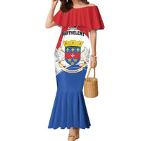 Personalised Saint Barthelemy Family Matching Mermaid Dress and Hawaiian Shirt Ouanalao Coat of Arms